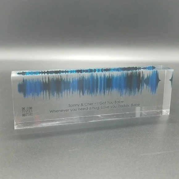 Hand Crafted Acrylic Soundwave Art with Scannable Qr Code with Sonny & Cher Song - Picture 7 of 10
